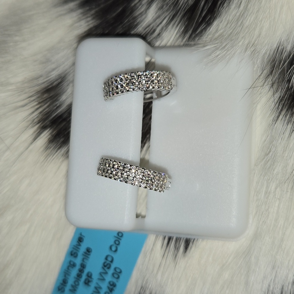 Moissonite Sterling Silver 925 Hoop Huggie Earrings